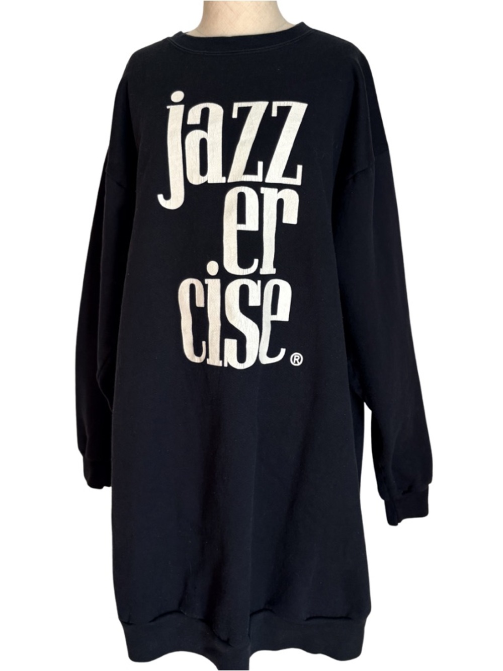 Vintage Jazzercise Sweatshirt Womens OS Black 80s 90s Sweater Logo Crewneck